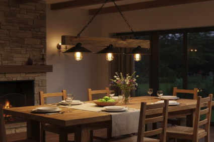 Lustre en bois de ferme pour table à manger